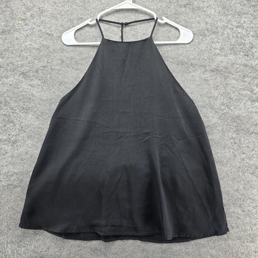 DO+BE Tank Camisole Womens L Black Halter Strappy Beaded Rhinestone Relaxed Fit
